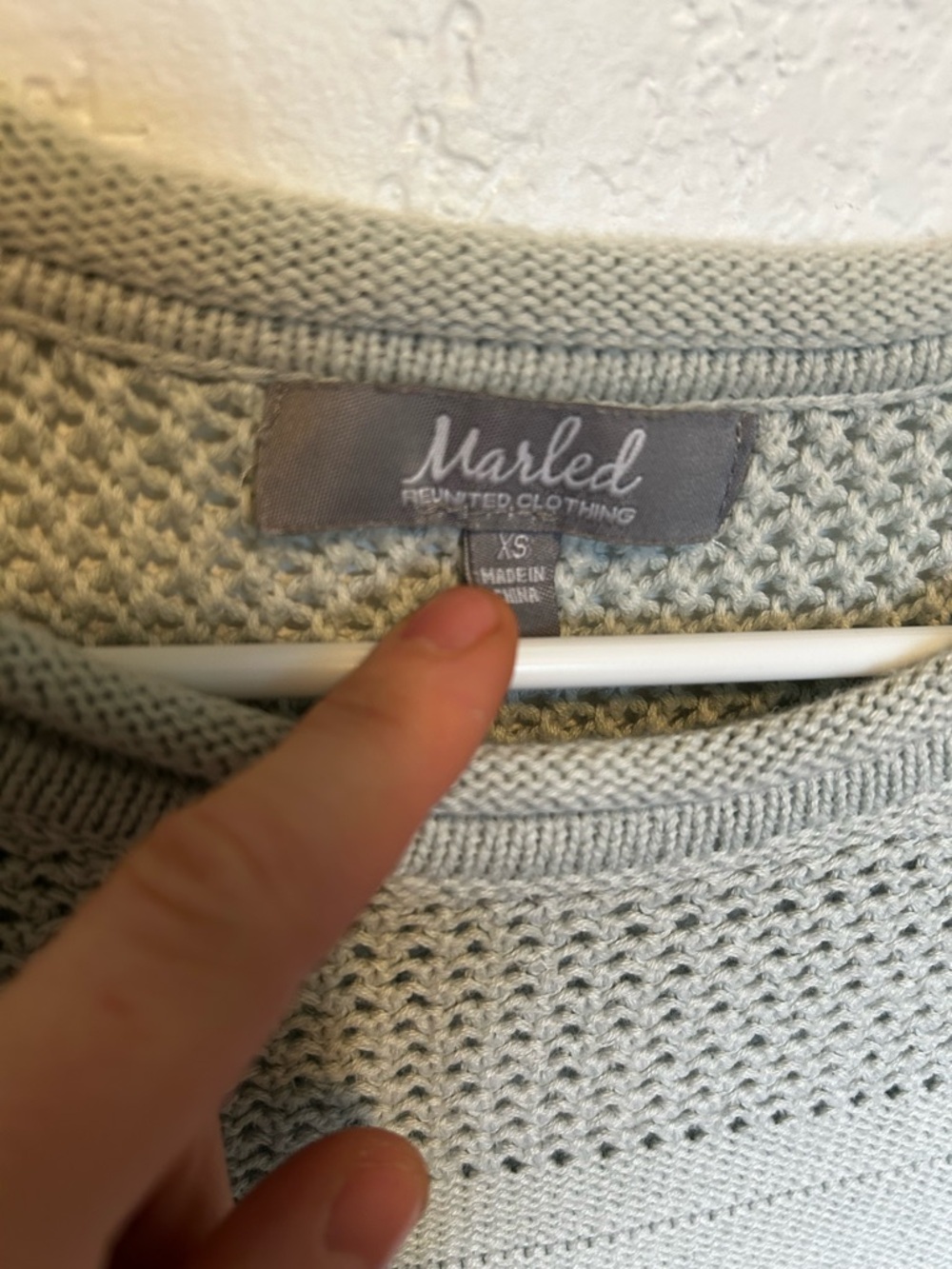 Marled Sage Green Open-Weave Crew Neck Sweater - Picture 2 of 4